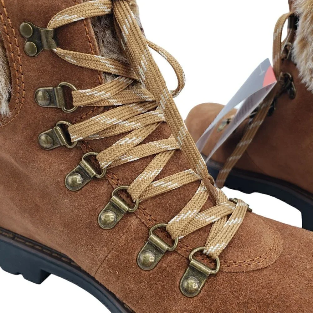 NWT Cougar Waterproof Insulated Heavy Duty Leather Winter Snow Boot Fur Trim